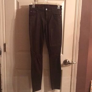 7ForAllMankind burgundy coated skinny jeans 27 New